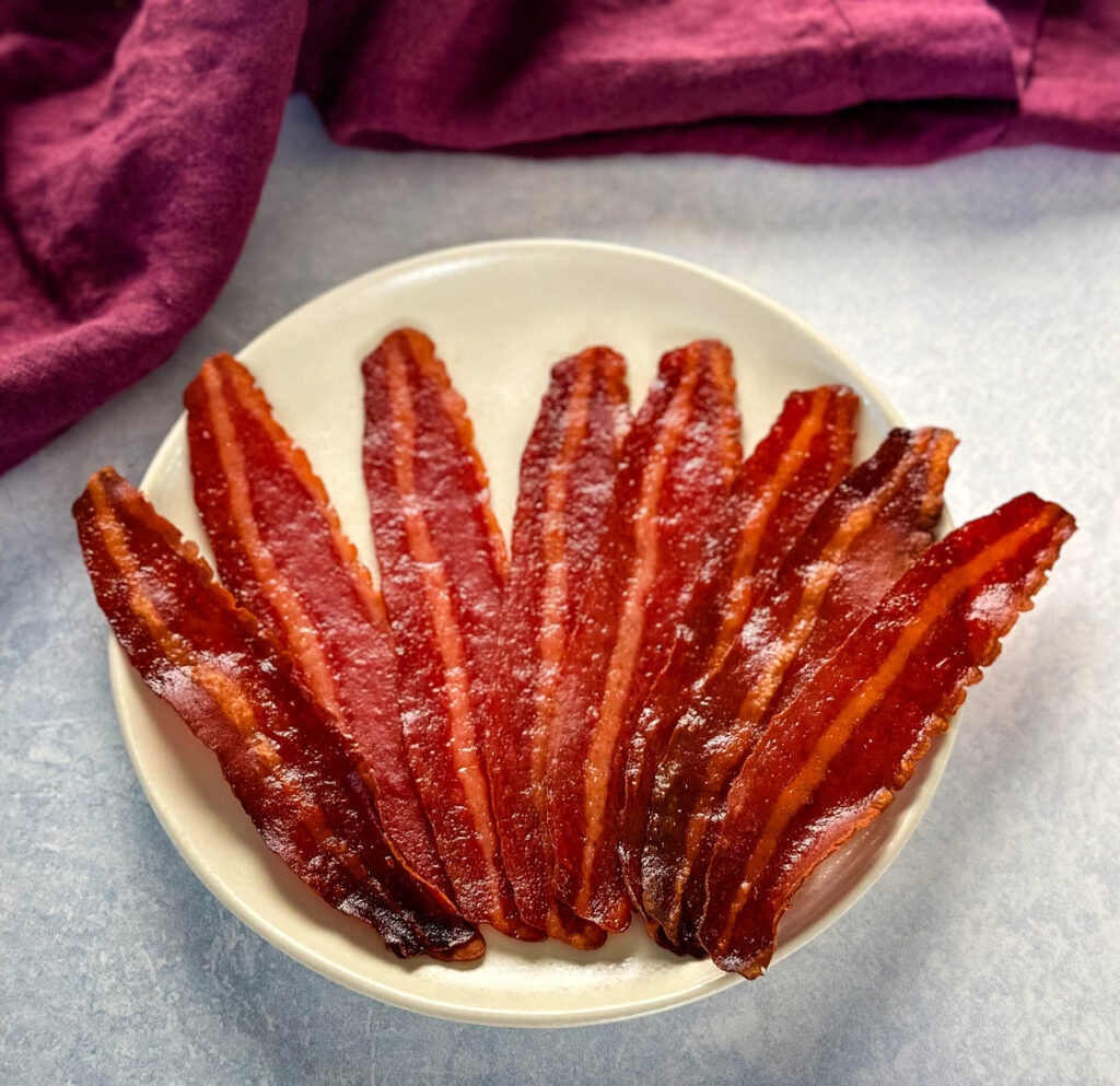 baked turkey bacon on a plate