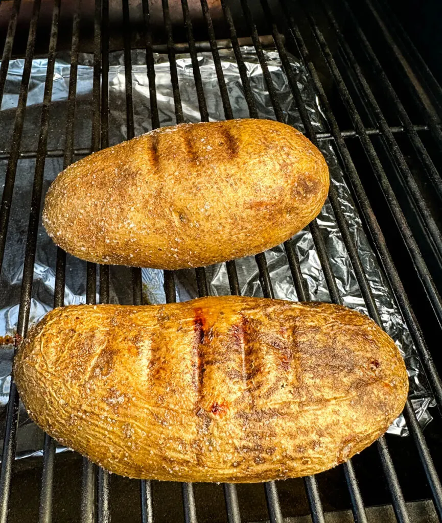 baked potatoes on a Traeger pellet grill