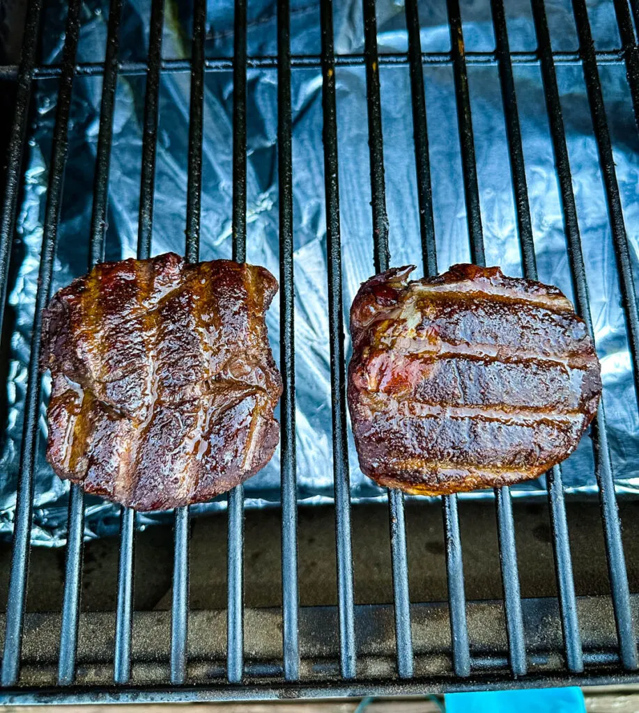 smoked filet mignon on a Traeger grill