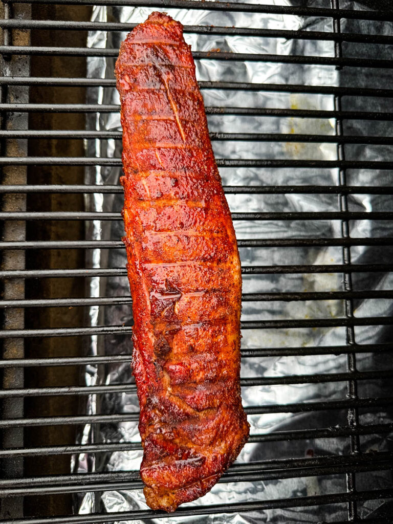 pork tenderloin on a Traeger smoker grill
