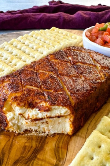 smoked cream cheese on a plate with club crackers