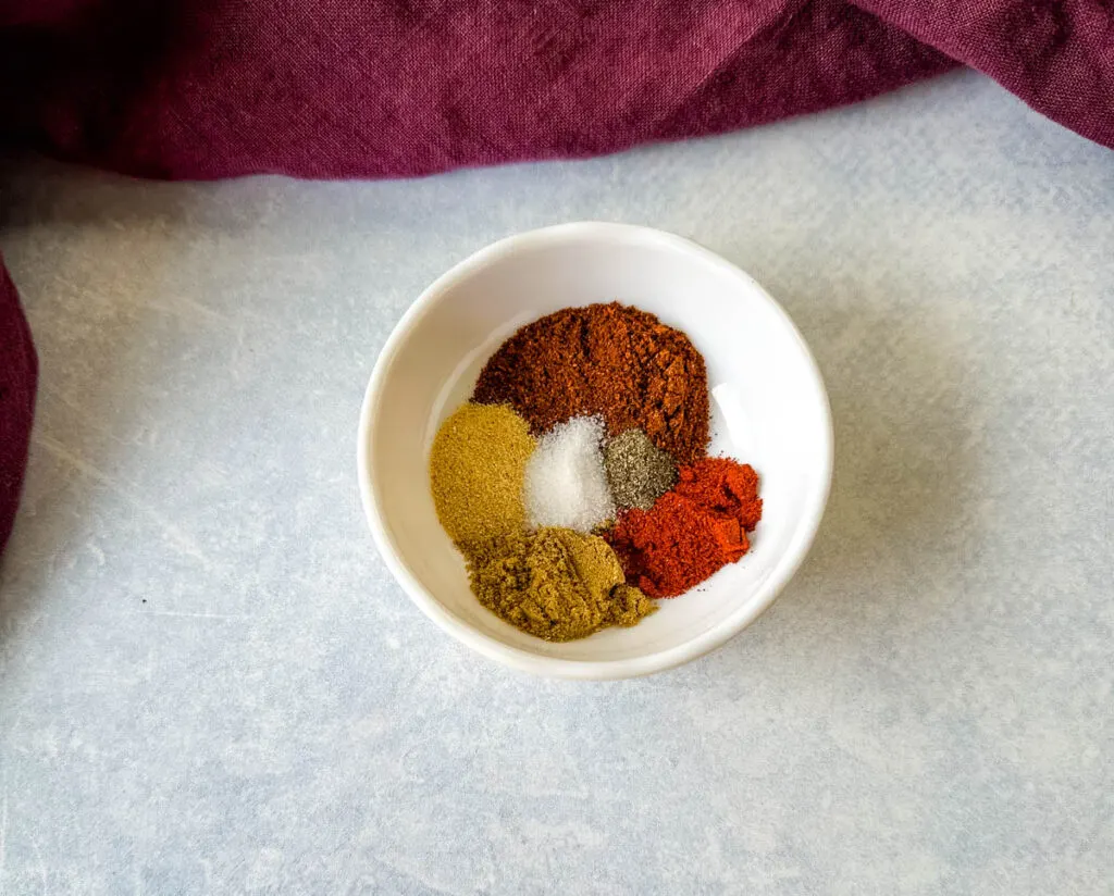 homemade taco seasoning spices in a white bowl