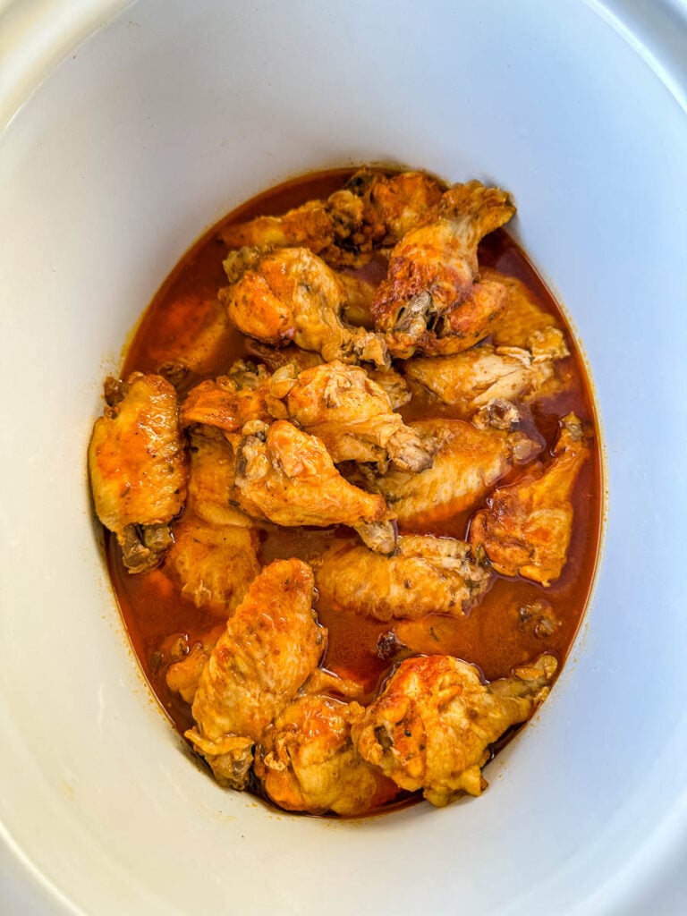 cooked chicken wings in a slow cooker Crockpot