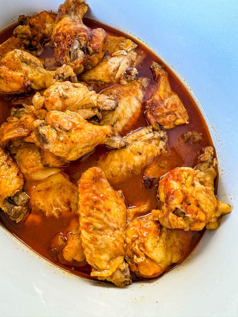 cooked chicken wings in a slow cooker Crockpot