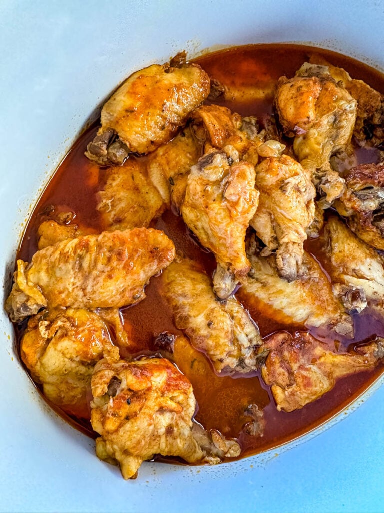 cooked chicken wings in a slow cooker Crockpot