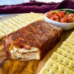 smoked cream cheese on a plate with club crackers