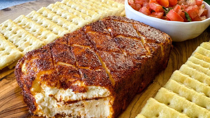 smoked cream cheese on a plate with club crackers