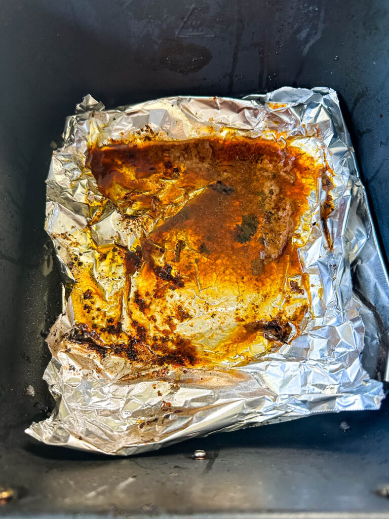 roast beef drippings in foil in an air fryer
