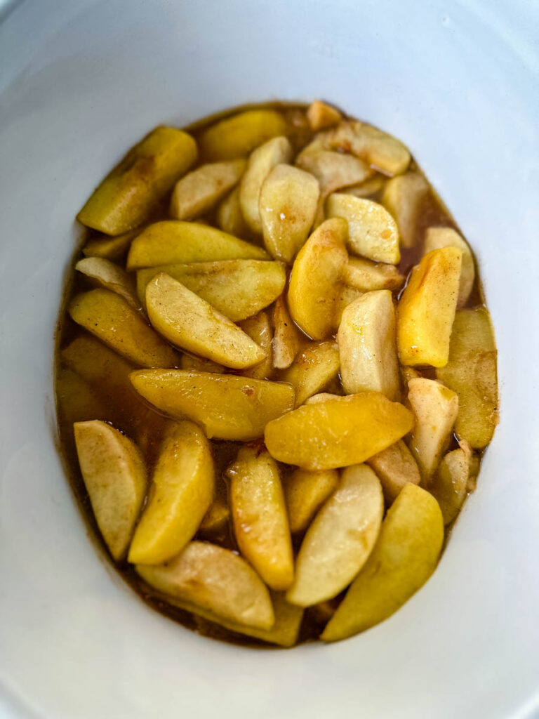 baked apples with cinnamon in a Crockpot slow cooker