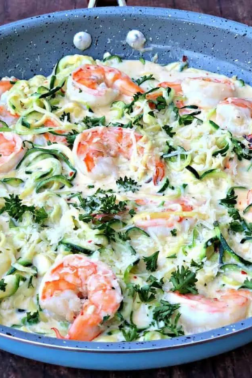 Creamy Garlic Shrimp Alfredo Zucchini Noodles