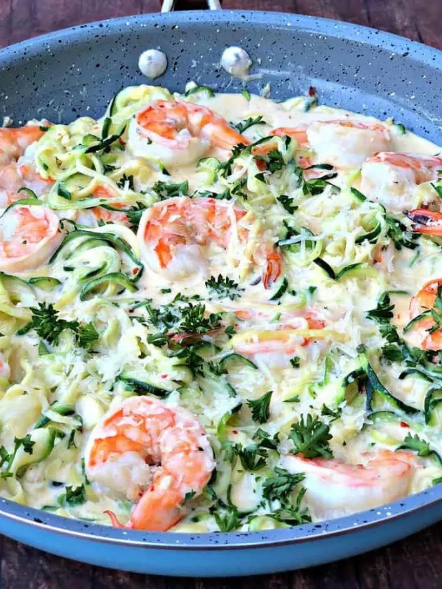 Shrimp Alfredo Zucchini Noodles - easy keto recipe!