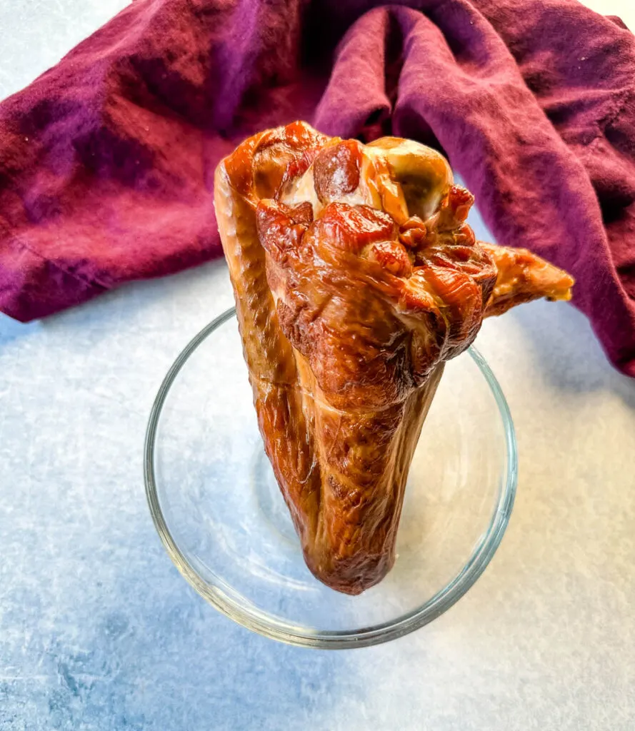 smoked turkey wing in a glass bowl
