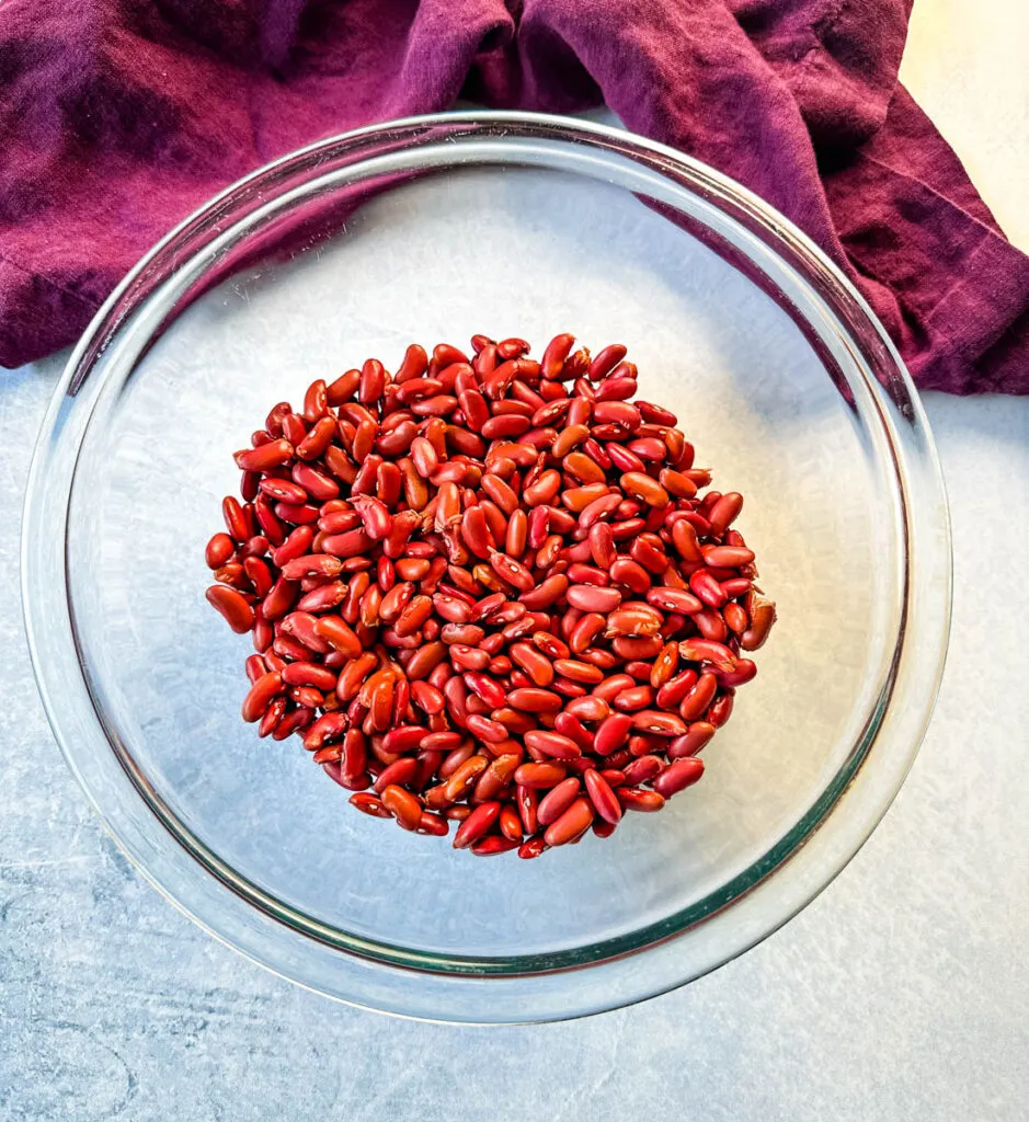 dry kidney beans in a glass bowl