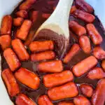 little smokies and BBQ sauce in a slow cooker Crockpot