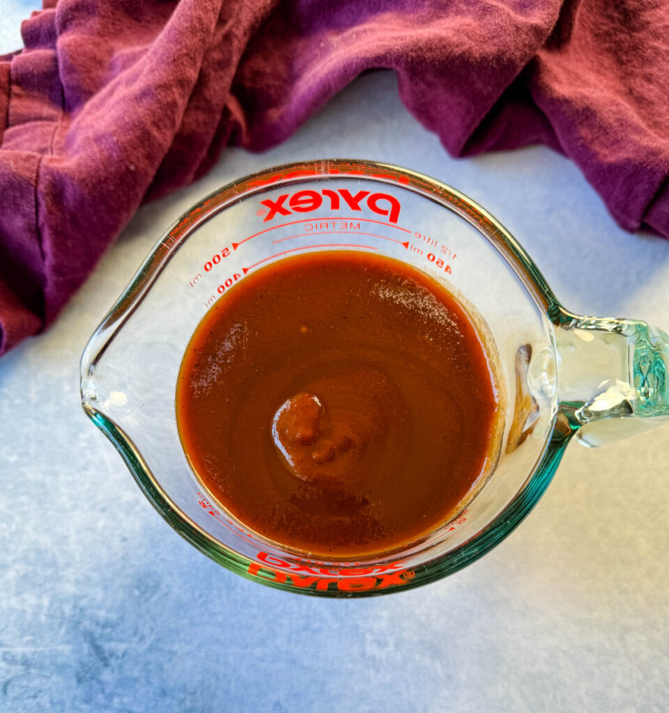 BBQ sauce in a glass cup