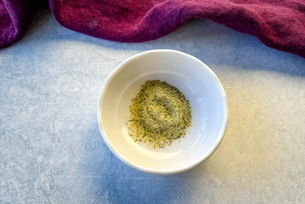 homemade ranch seasoning in a white bowl