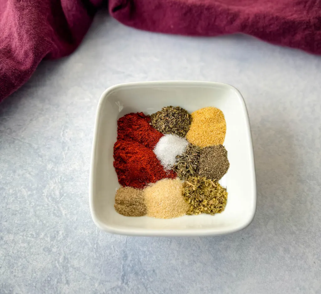 homemade Creole seasoning spices in a white bowl