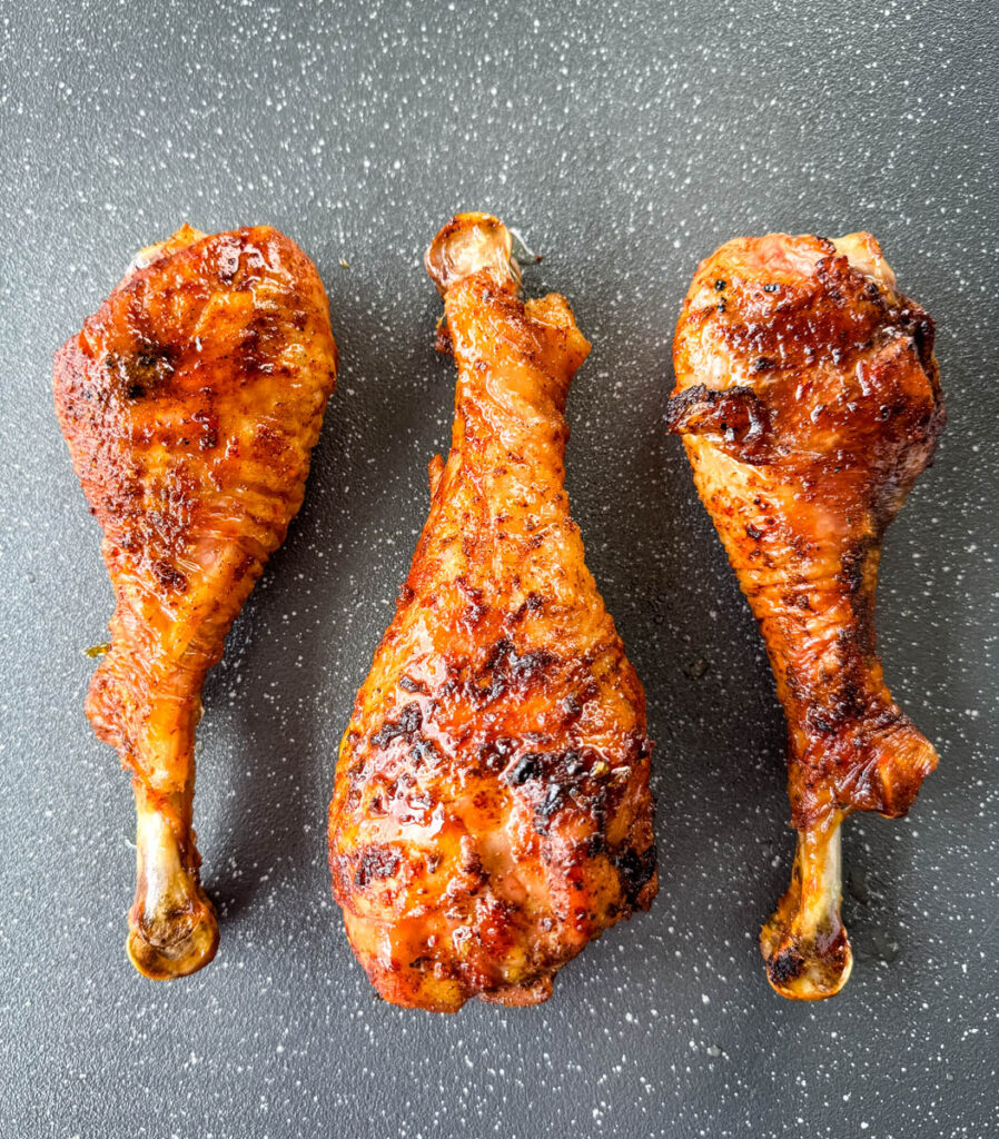 grilled turkey legs on a sheet pan