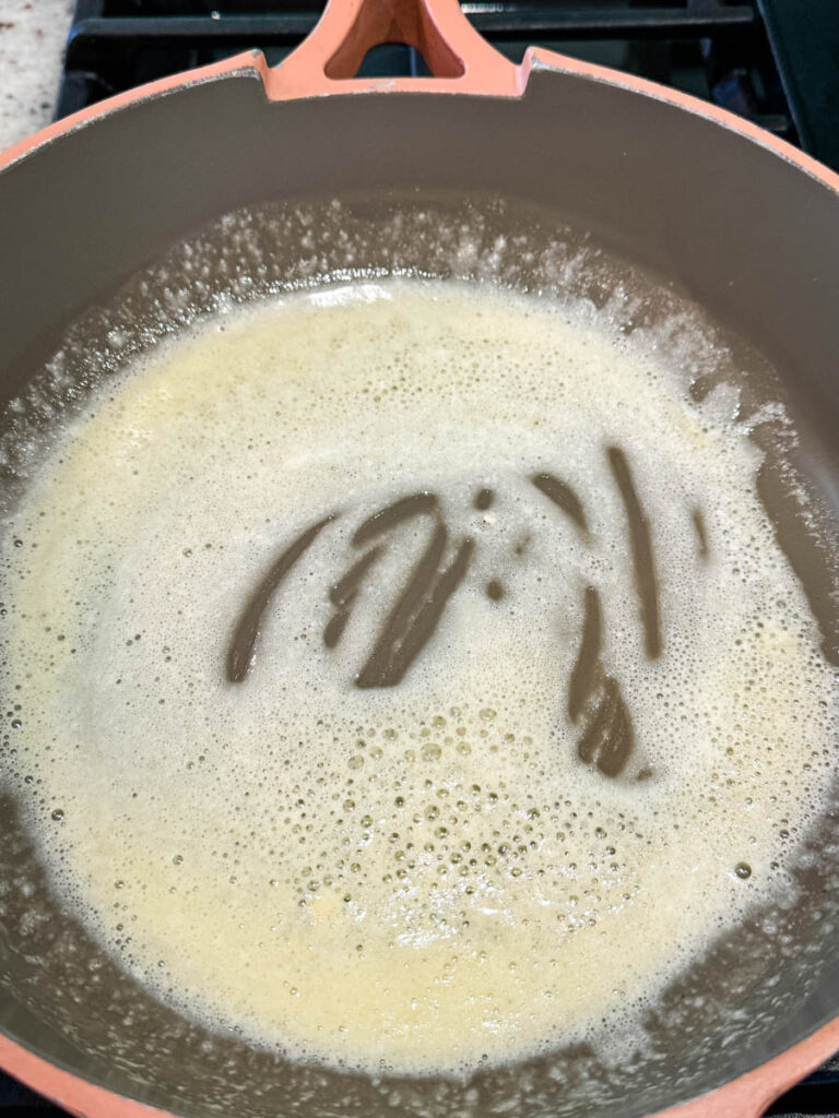 melted butter and flour in a skillet