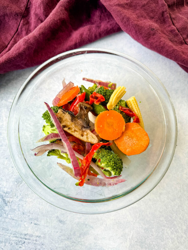 fresh vegetables in a glass bowl