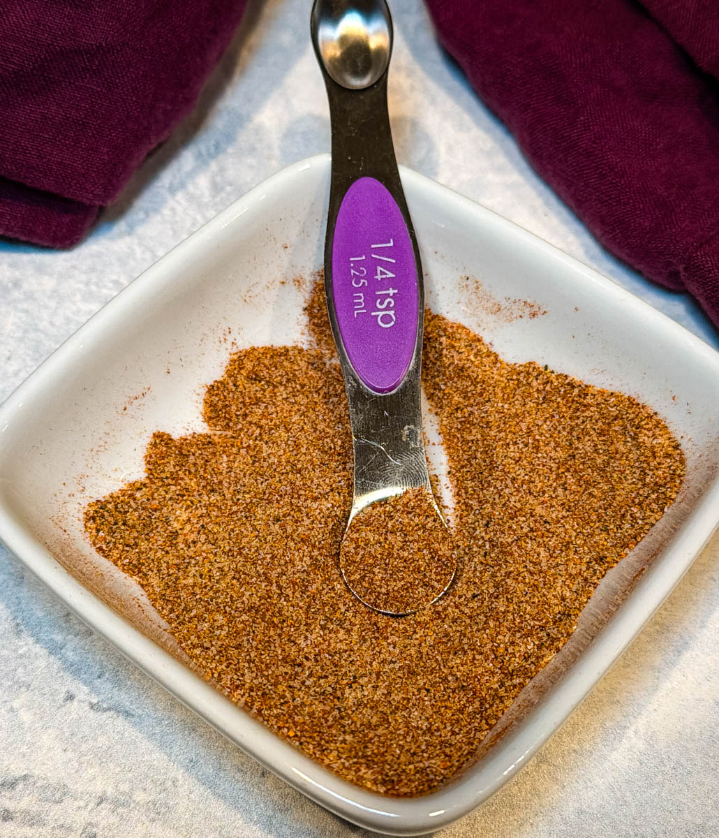 fried chicken seasoning in a white bowl