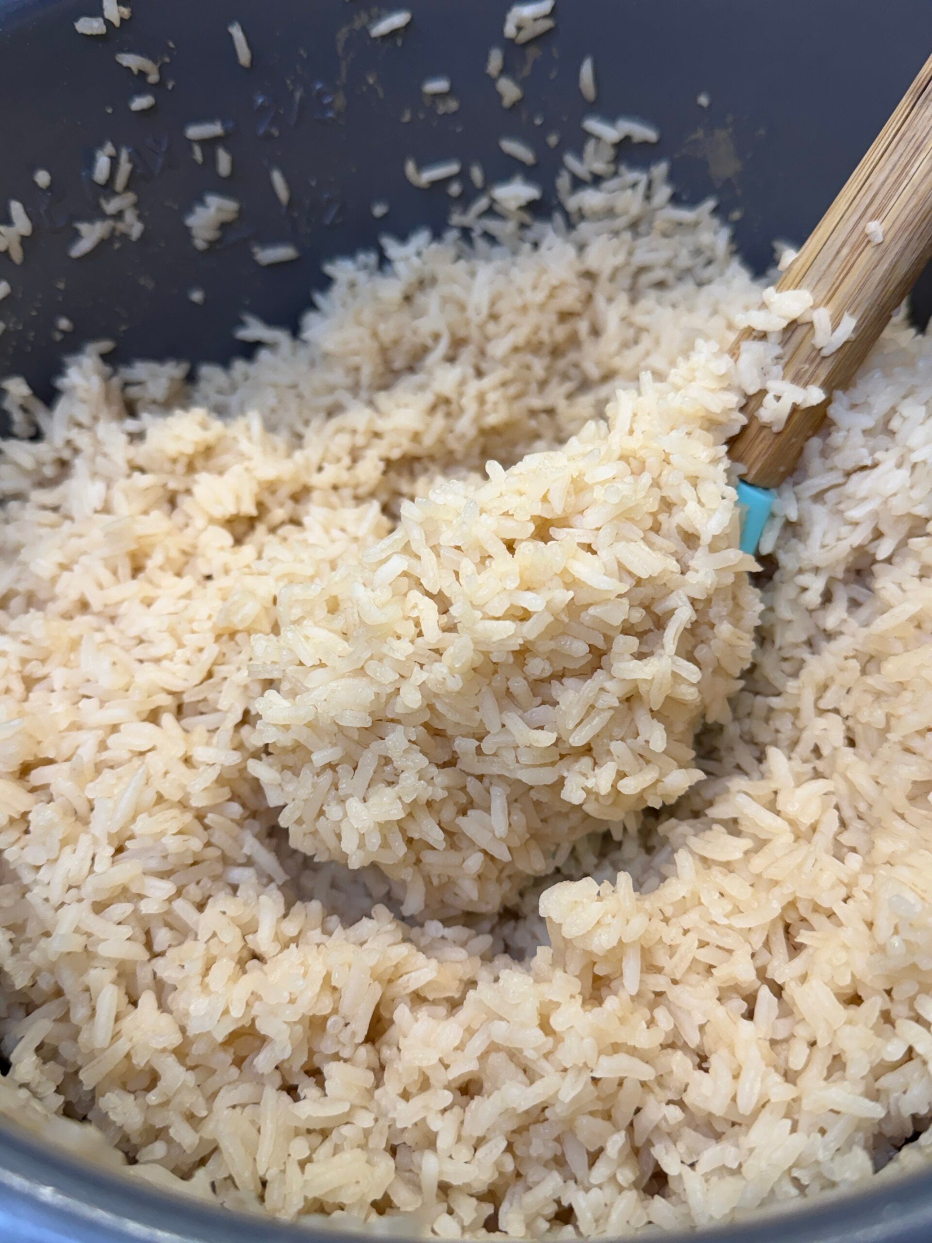 cooked white rice in a pot