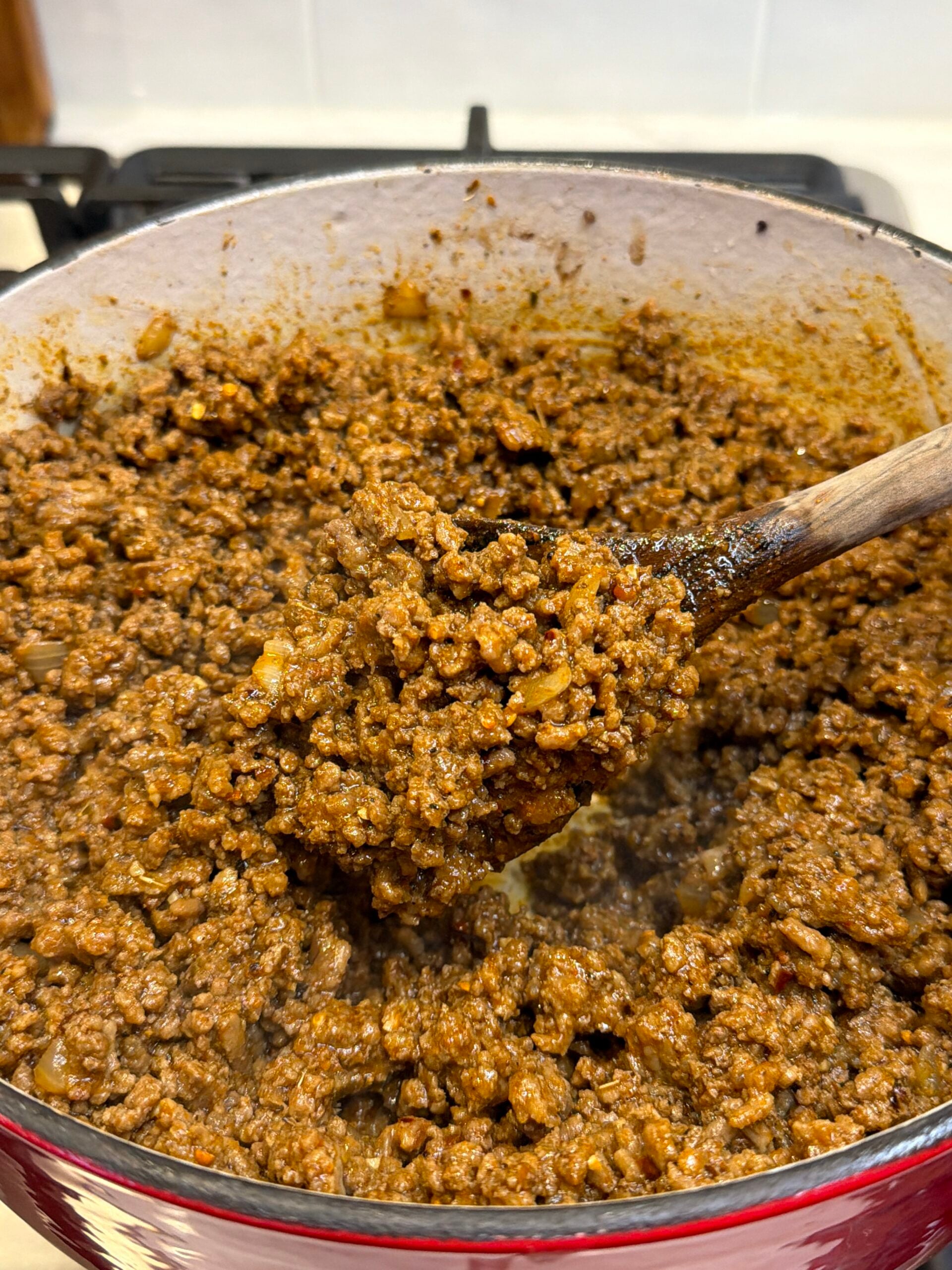 cooked taco meat in a pot
